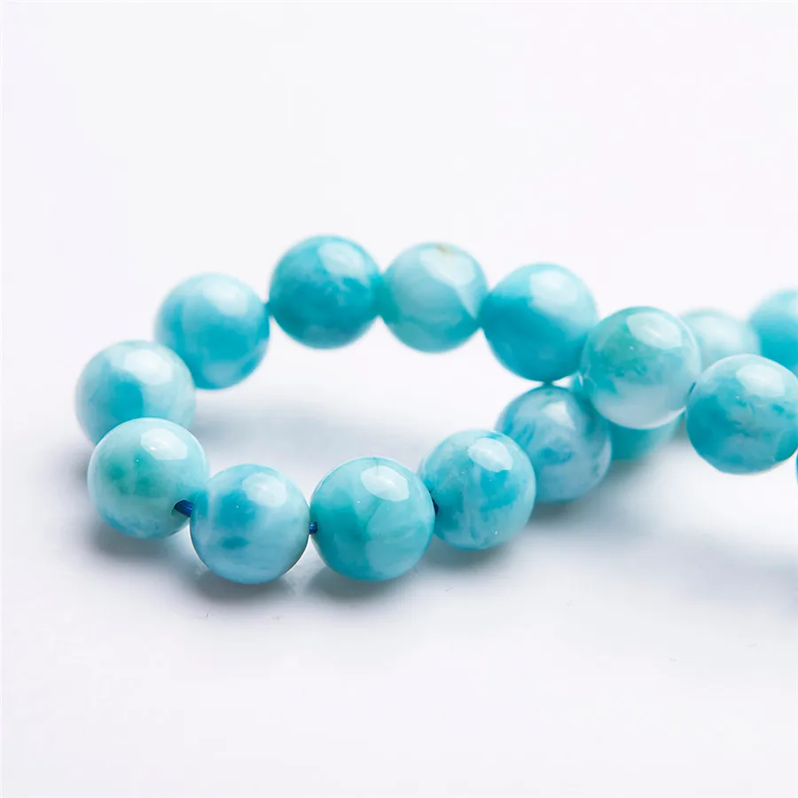 8 мм настоящий синий натуральный камень Ларимар хрустальные браслеты из круглых