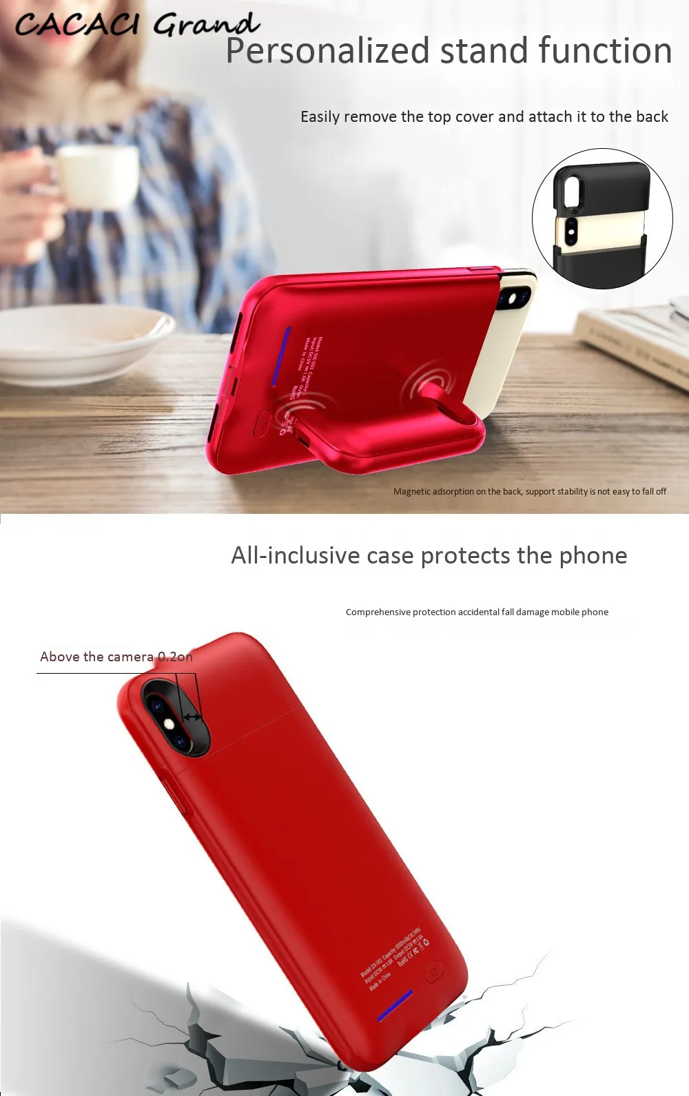 Зарядное устройство чехол для iPhone 6 s 6 s 8 с магнитной подставкой беспроводной PowerBank внешний резервный зарядный чехол для iPhone 7 etui