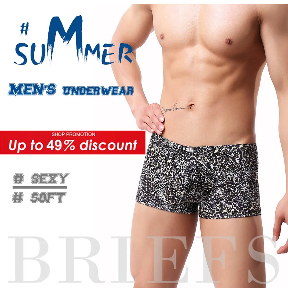 2019 Новый стиль летние пикантные Для мужчин с леопардовым боксеры рисунком трусы