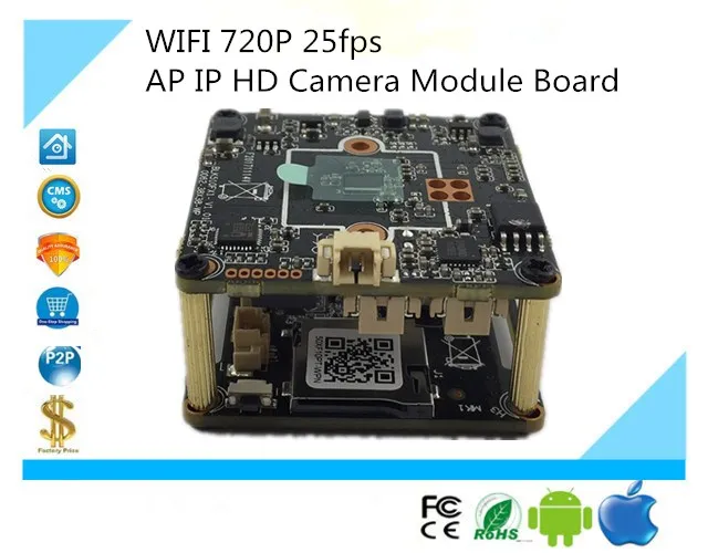 Wi Fi Беспроводная AP IP HD плата модуля камеры 720P 1280*720 25fps поддержка мини sd карты CMS iCSee