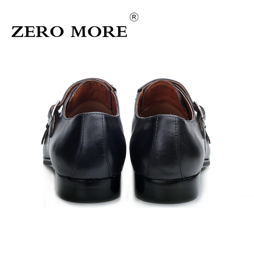Мужские туфли на ремешке ZERO MORE из натуральной кожи Высокое качество Monksshoes