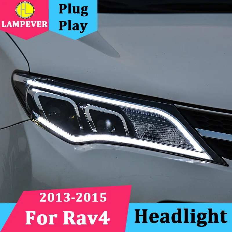 Стайлинг для Toyota RAV4 светодиодный ные фары 2013 2015 новые RAV 4 DRL Биксеноновые линзы