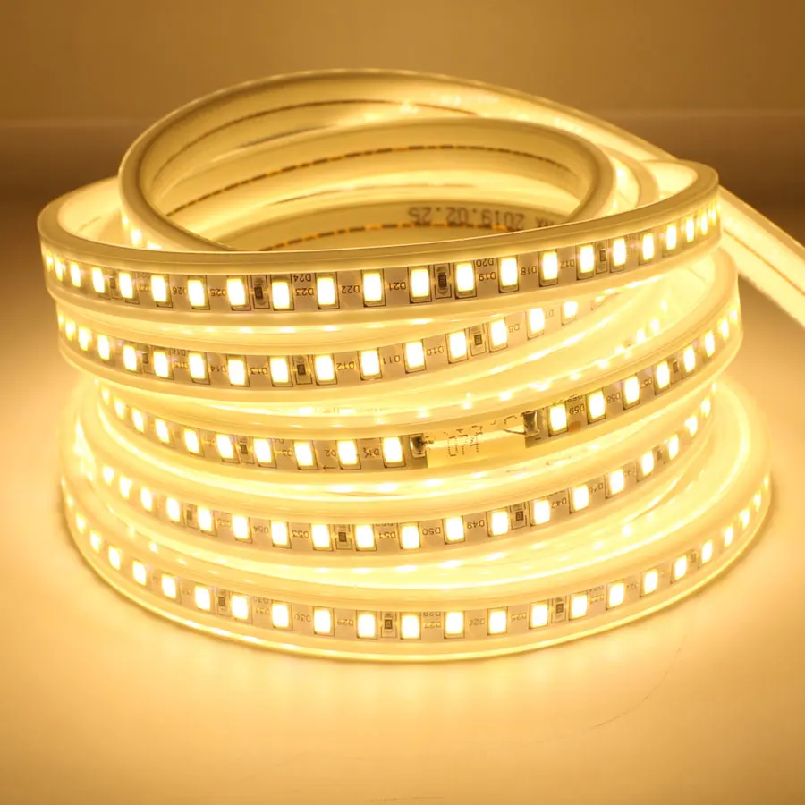 220 В 5730 Светодиодная лента 120 светодиодный s/m SMD5730 5 м 220 В Светодиодная лента, светильник с диодной лентой, водонепроницаемая лампа для кухни, гостиной, Белая теплая белая лампа
