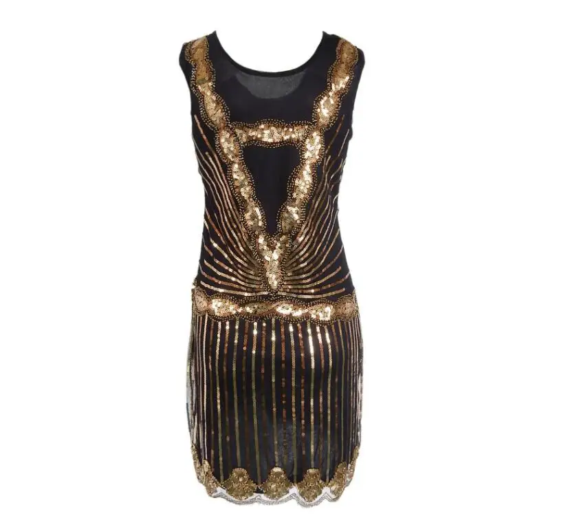 Женское винтажное платье без рукавов Gatsby блестящее Новогоднее в стиле ар деко с