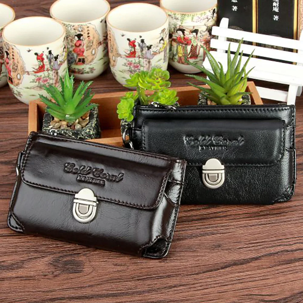 Мужской поясной чехол из натуральной воловьей кожи винтажная Дорожная сумка