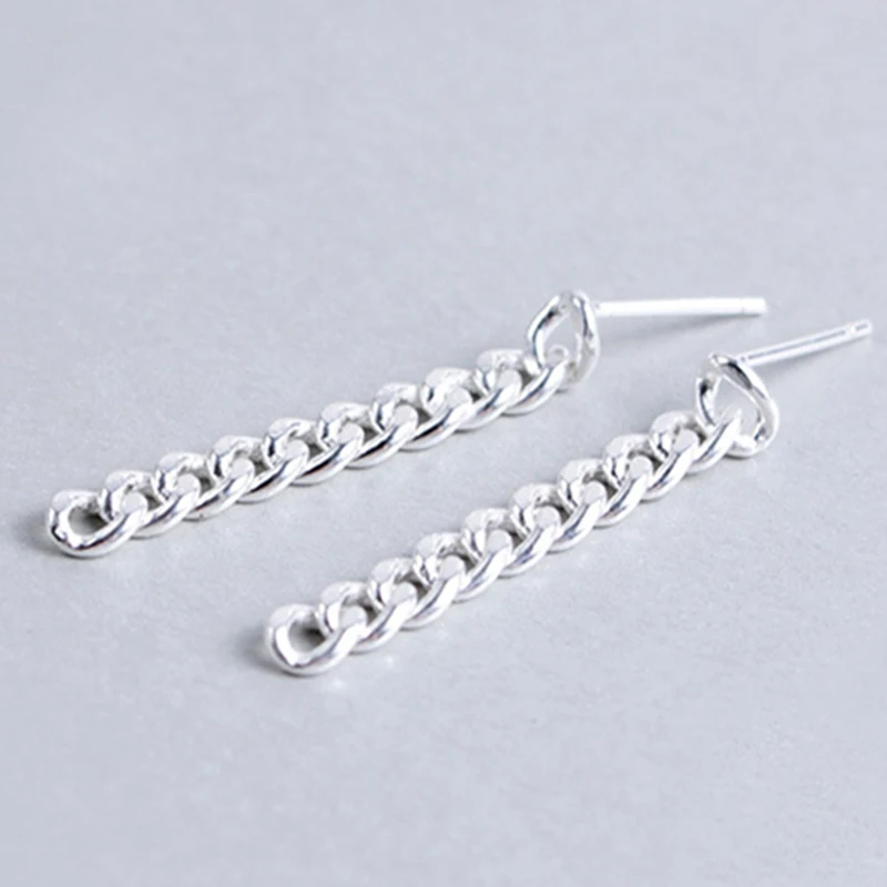 Простые цепная гирлянда в стиле панк серебряные серьги гвоздики Корейском