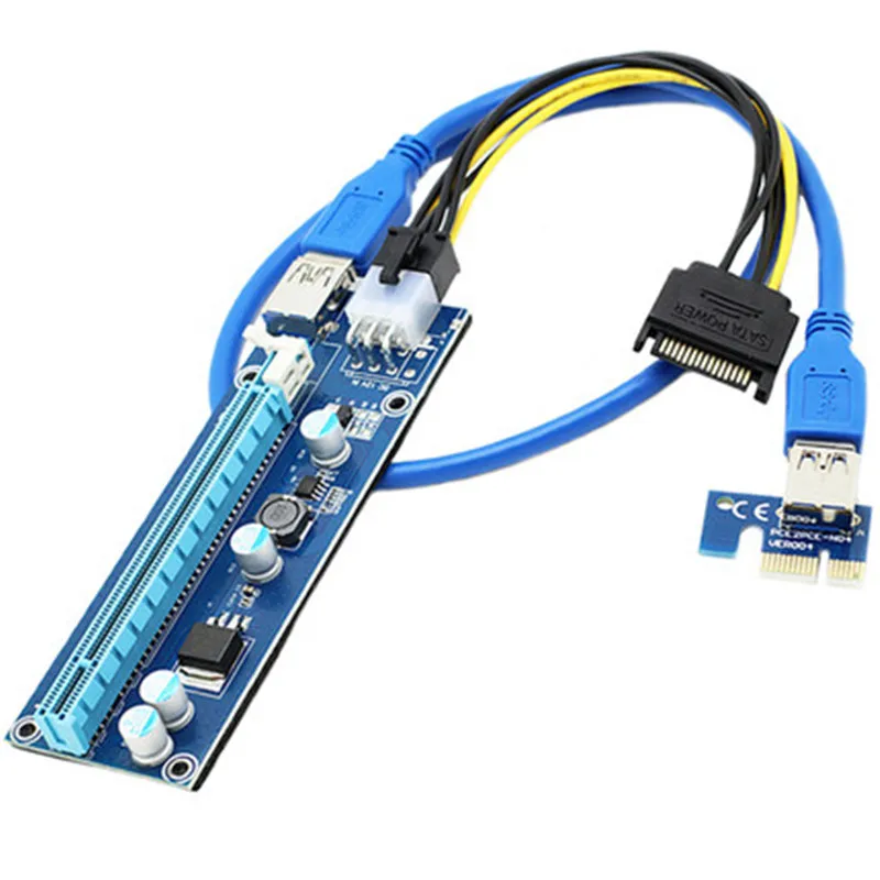 10 шт./лот PCIe 1x до 16x PCI Express Райзер карта USB 3.0 e Удлинительный адаптер с кабелем