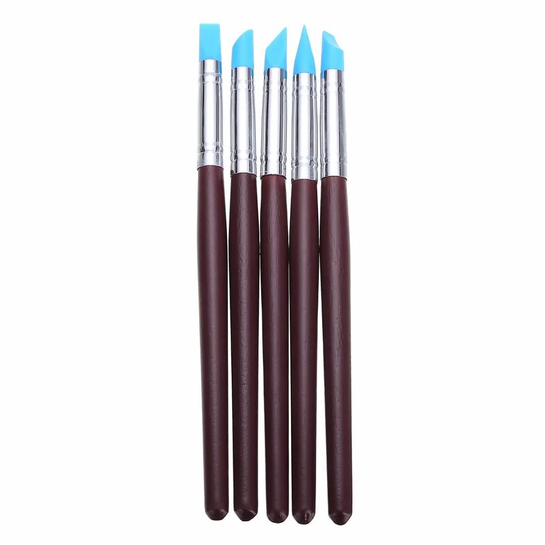 5 шт. деревянная ручка Силиконовая Резиновая глина формирователь скульптуры Fimo