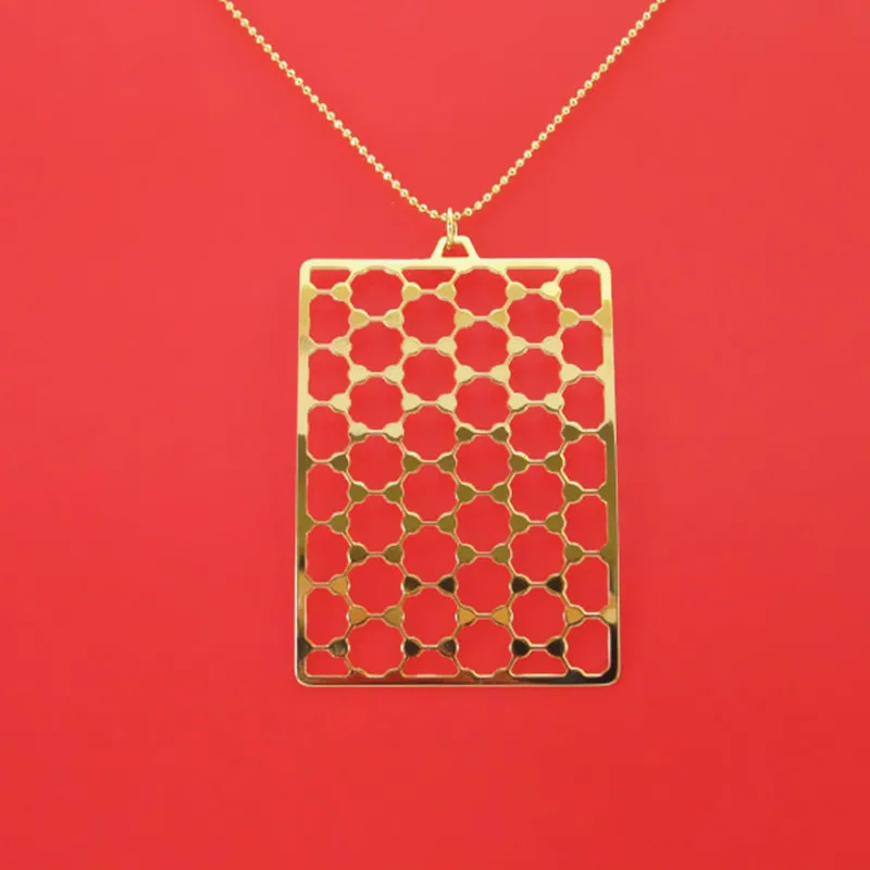 Drop shipping Geometry Graphene structure necklace chemistry Hexagonal statement pendant Gold/Silver plated With 50cm ball chain | Украшения