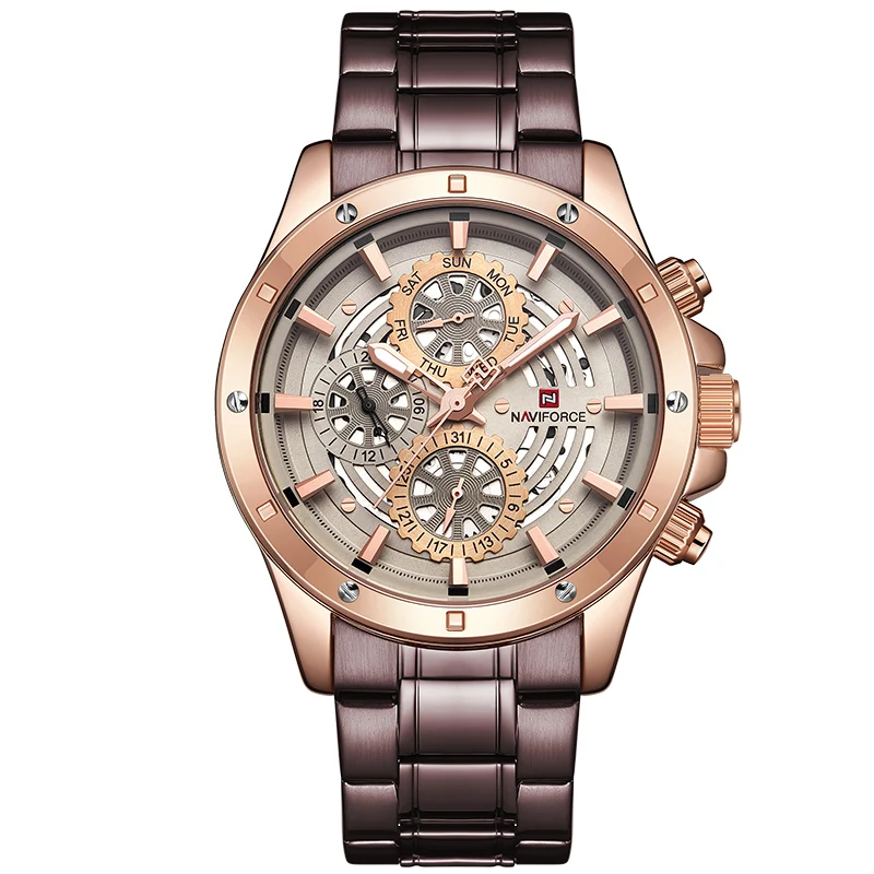 Часы наручные NAVIFORCE Мужские кварцевые роскошные брендовые модные повседневные