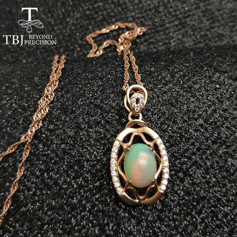 TBJ, 925 пробы Серебряный Опаловый кулон натуральный камень Овальный 6*8 мм простой дизайн ювелирные украшения для женщин юбилей или повседневная одежда
