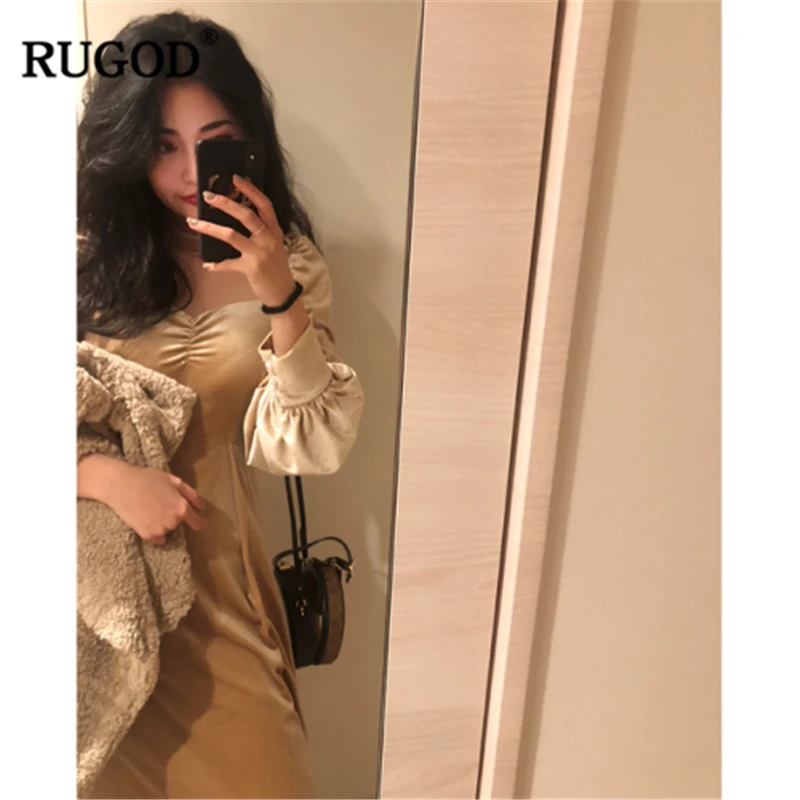 RUGOD/винтажное весеннее длинное платье для женщин элегантный вокруг шеи Сетчатое