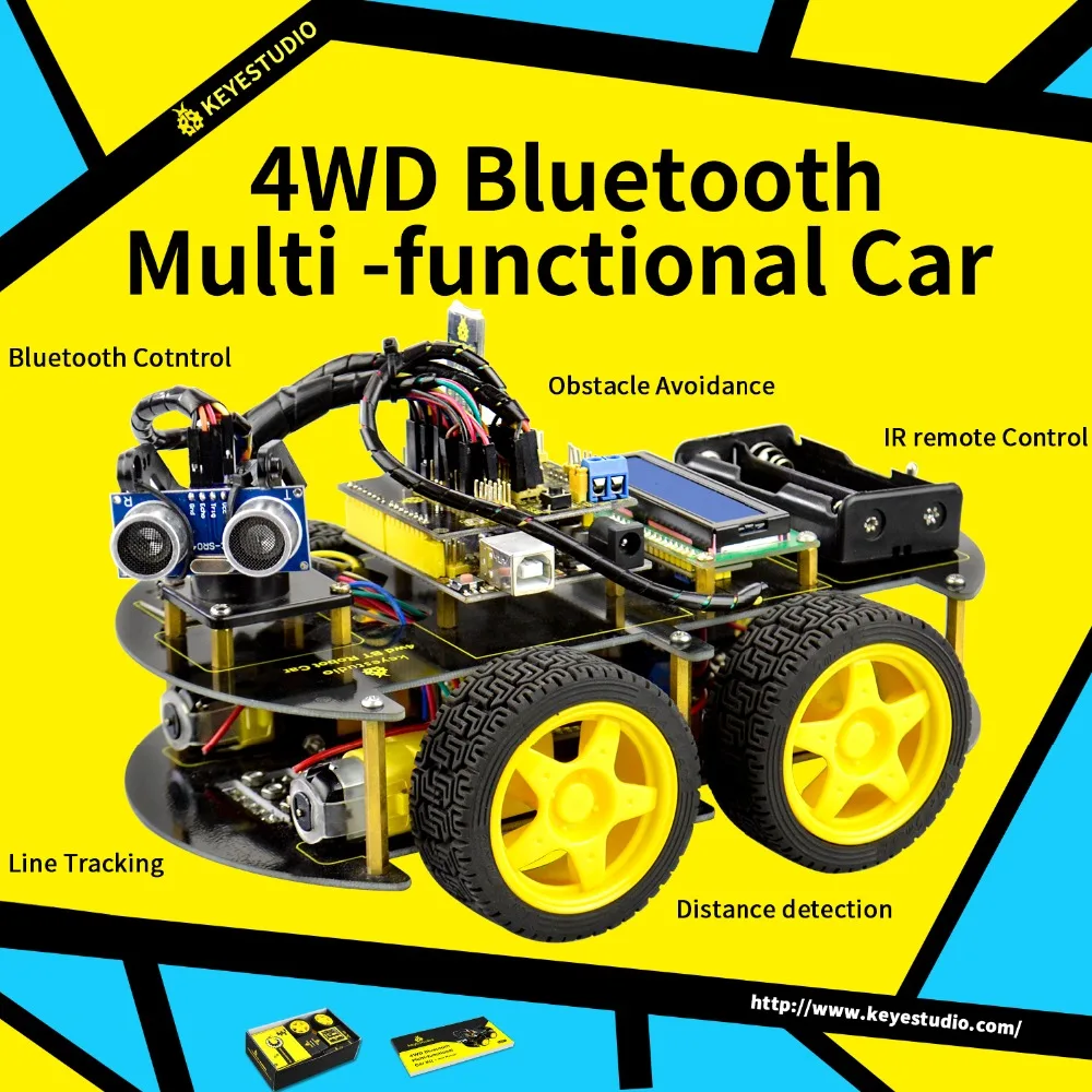 Keyestudio 4WD Bluetooth Многофункциональный DIY робот автомобиль для Arduino робот обучения Программирование+ Руководство пользователя+ PDF(онлайн)+ видео