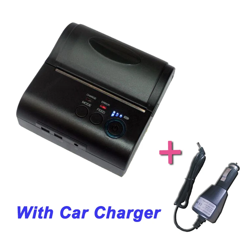 With Car Charger 80 мм bluetooth принтер термальный принтер Термальный чековый принтер bluetooth android Мини 80 мм Термопринтер bluetooth 8001DD - Цвет: With Car Charger