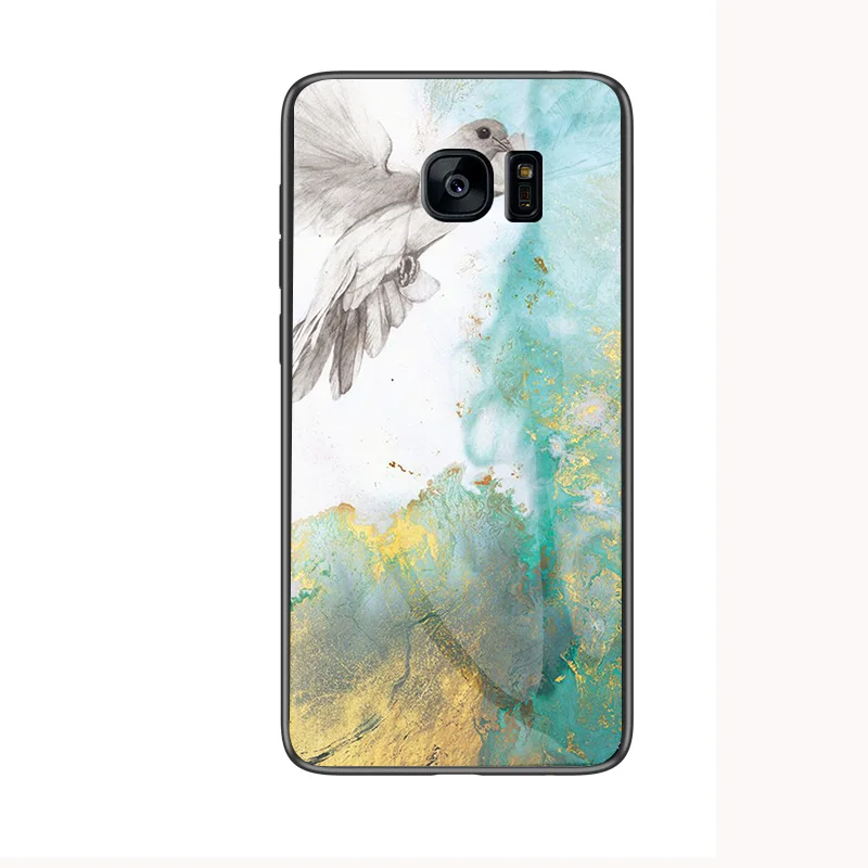 style 02 Для samsung Galaxy S7 edge чехол Роскошный Мраморный зернистый жесткий закаленное стекло защитный чехол на заднюю панель для samsung S7 S7edge оболочка - Цвет: style 02