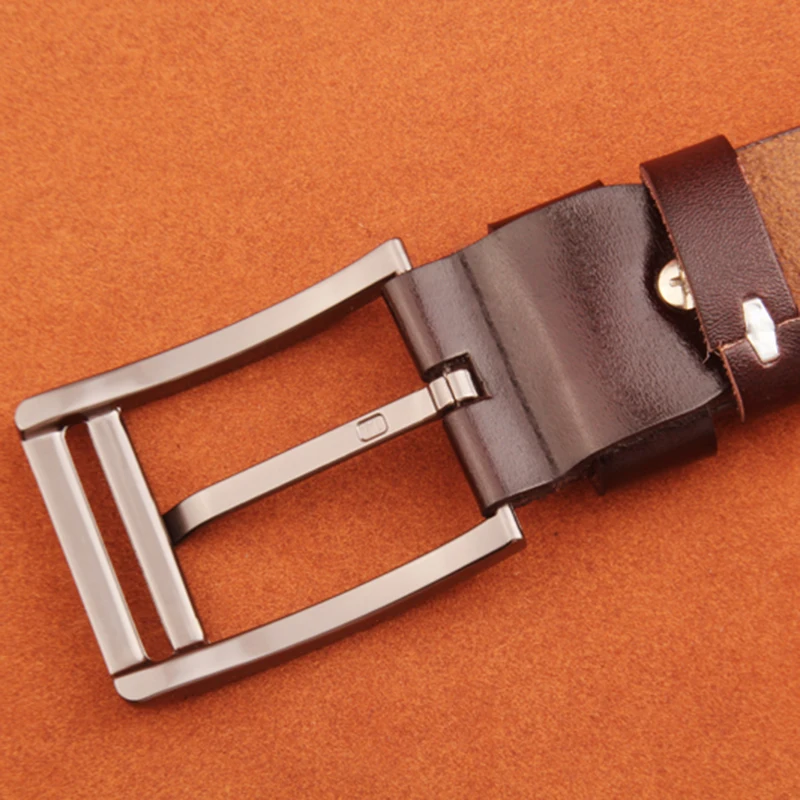 Мужские Винтажные ремни из натуральной кожи с пряжкой и кольцом мужские высокого