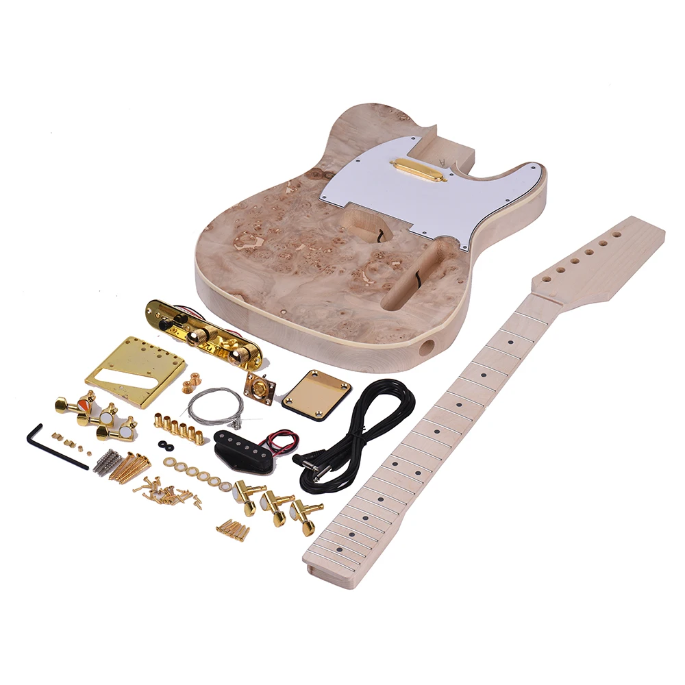 Ammoon TL Tele стиль незавершенный электрогитара DIY Kit липа корпус заусенцев поверхность клена шеи и гриф