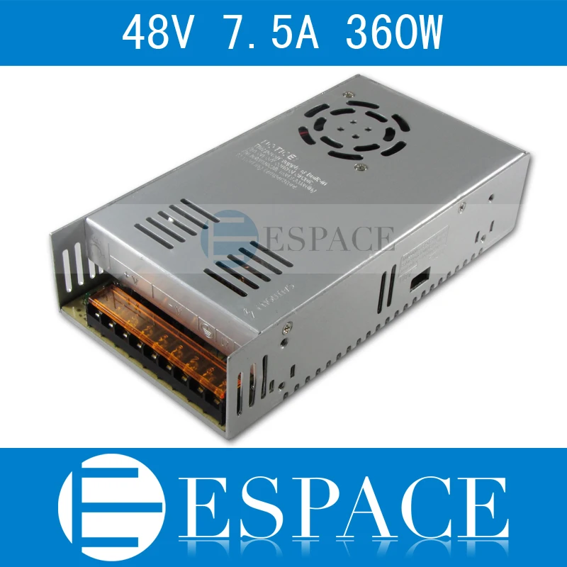 

50piece/lot Best quality 48V 7.5A 360W Switching Power Supply Driver for LED Strip AC 100-240V Input to DC 48V free fedex
