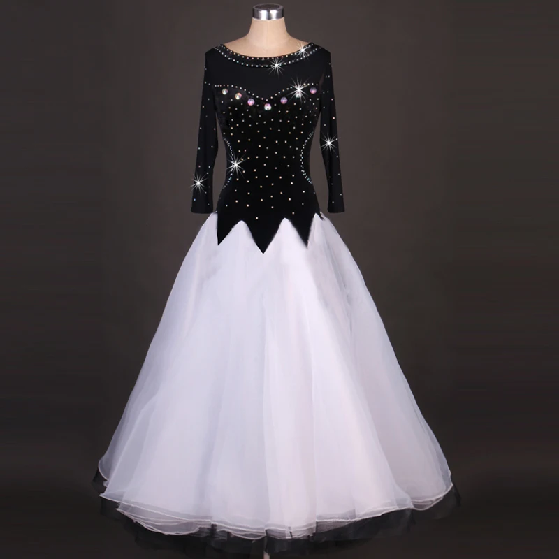 

Костюм для бальных танцев, сексуальное платье с длинными рукавами и бриллиантами для женщин, платья для конкурса бальных танцев, S-4XL