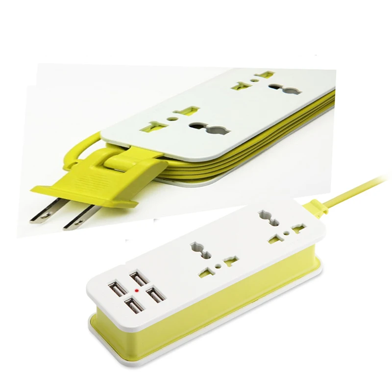 

Удлинитель с американской вилкой, портативный дорожный удлинитель, сетевой фильтр с 4 портами USB, выход 5 В, 2 А, умное зарядное устройство