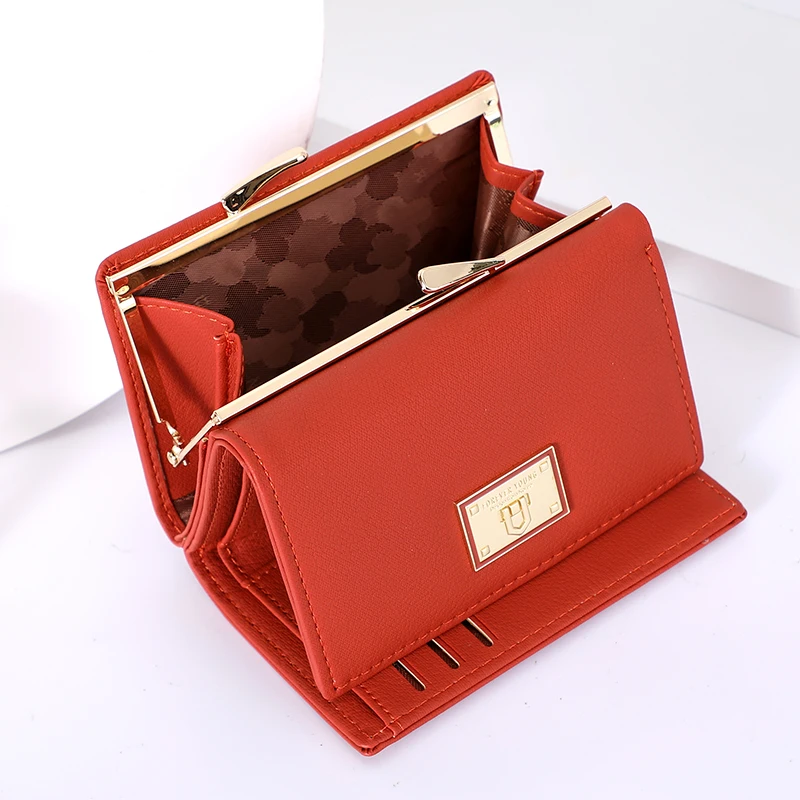 Женский кошелек Unishow маленький тройной Дамский бумажник с замком клатч короткий