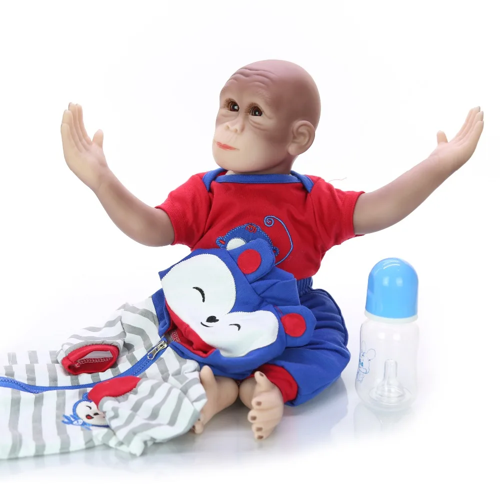 Кукла reborn Monkey 19 &quot46 см Реалистичная мягкая силиконовая виниловая для
