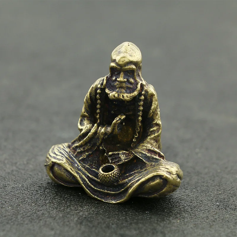 Миниатюрная винтажная латунная статуя Будды Dharma держатель для благовоний