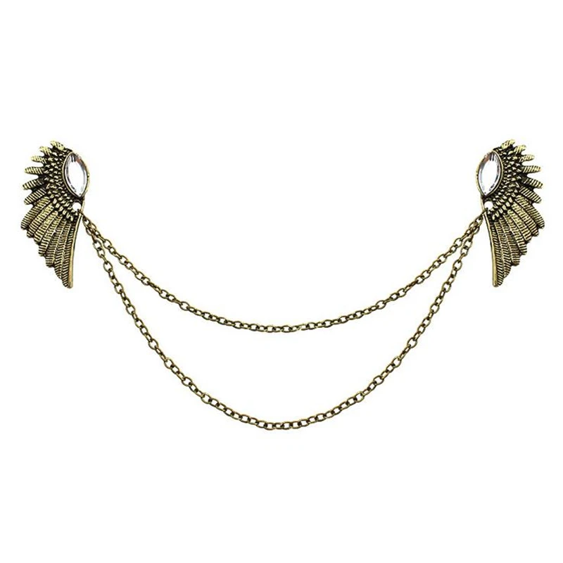 DoreenBeads ретро значок ангела Wings Link брошь с цепочкой Pin для женщин мужчин пальто