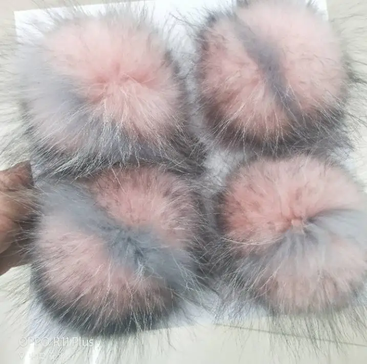 5 шт./лот Двойные Цвета TwoTone DIY большой размер помпоны из натурального меха енота