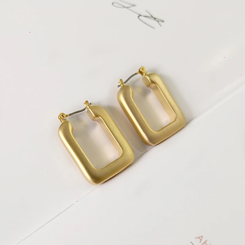 Peri'sBox Новые матовые золотые прямоугольный обруч серьги для женщин массивные