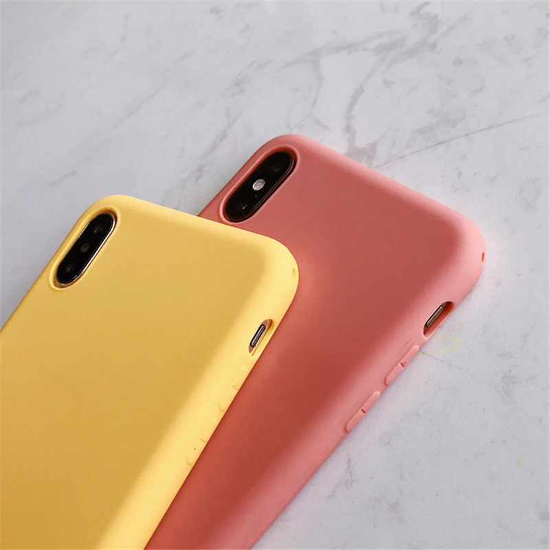 Простой сплошной цвет силиконовый чехол для пар для iphone XR X XS Max 6 6S 7 8 Plus милый карамельный цвет мягкий свежий Модный чехол для телефона s