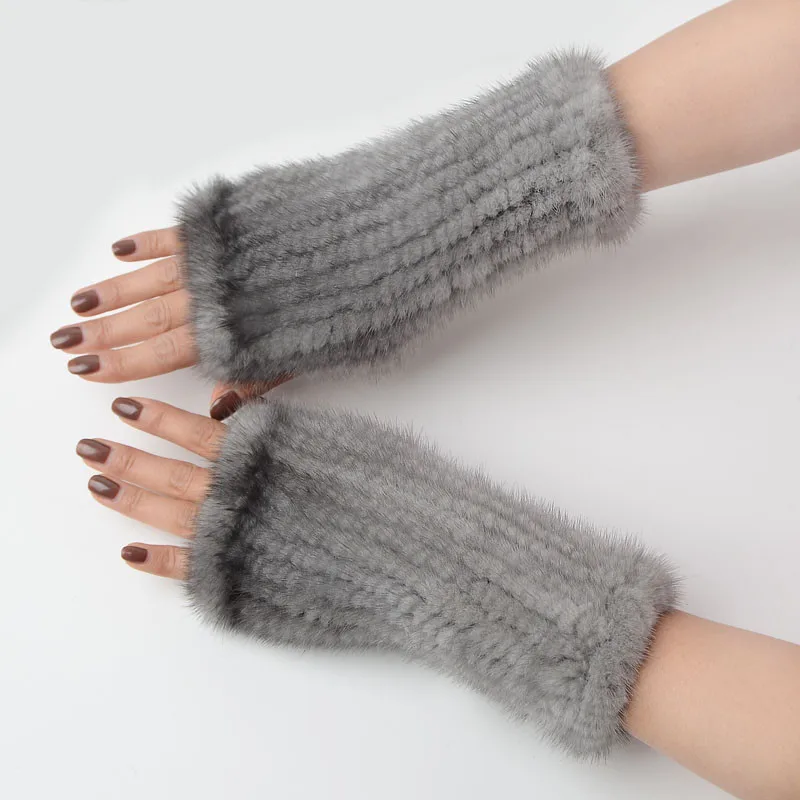

2019 Fashion Girl Natural Real Mink Fur Gloves Good Elastic Knit Gloves Ladies Winter Out Warm Fashion Gloves.