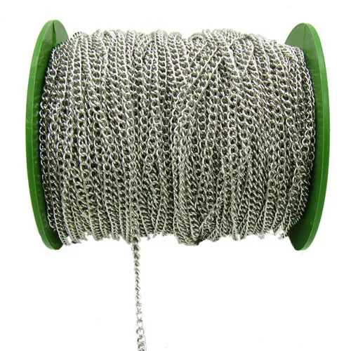 Rhodium 2,5/3,5/4,5 мм Цепочки и ожерелья цепи 2 м/упак. родиево-серебро/золото KC/угольно-черный/античная бронза Цвет цепочка с плоским плетением для бижутерии, материал для рукоделия - Цвет: Rhodium
