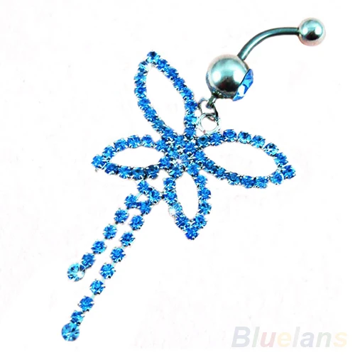 Стальные Стразы Бабочка пупка Кольцо пирсинг ювелирные изделия 008R|body piercing