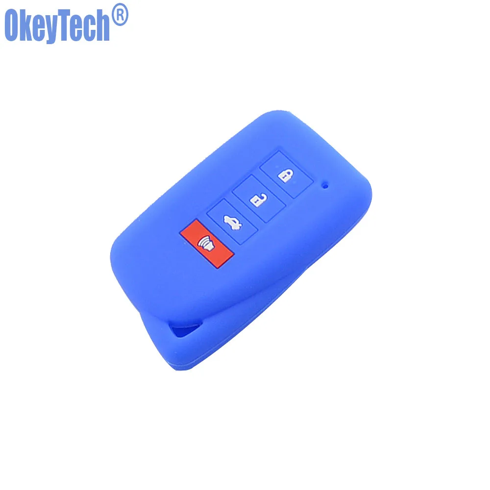 Blue OkeyTech 4 кнопки силиконовый для ключа автомобиля подходит для Lexus NX 200 NX300H RX 350 450H ES 350 GS IS LS GS RC F брелок держатель - Название цвета: Blue