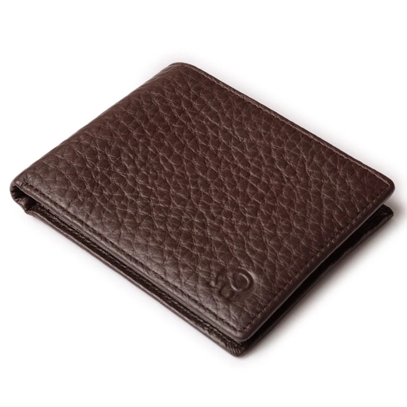 Тонкий двухслойный RFID Bloking кошелек для мужчин из натуральной кожи держатель