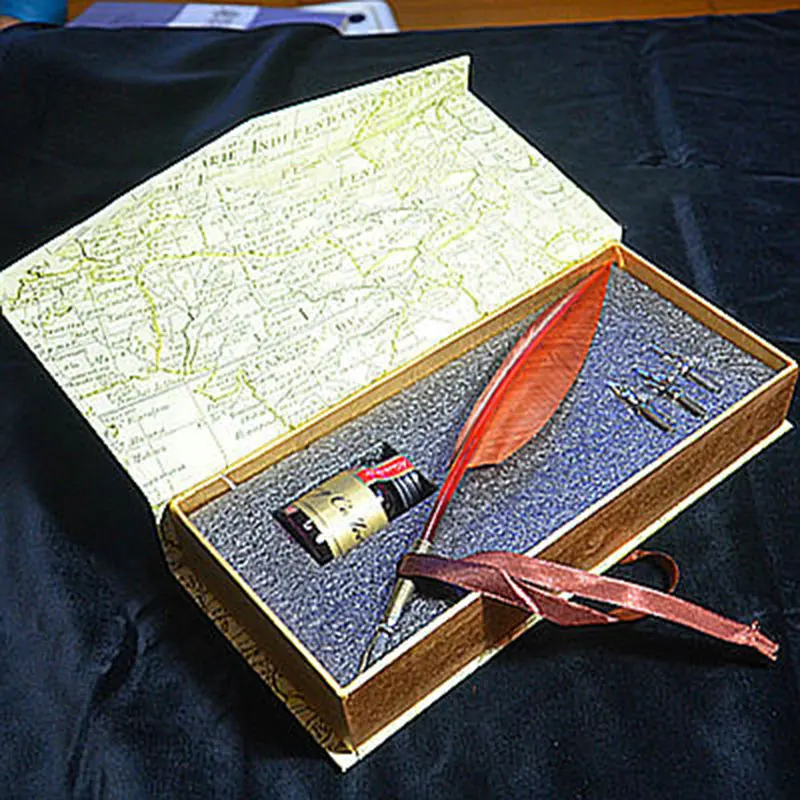 Новый Ангел Топ черный стиль Перо Авторучки ручки античная гусиное перо подарок