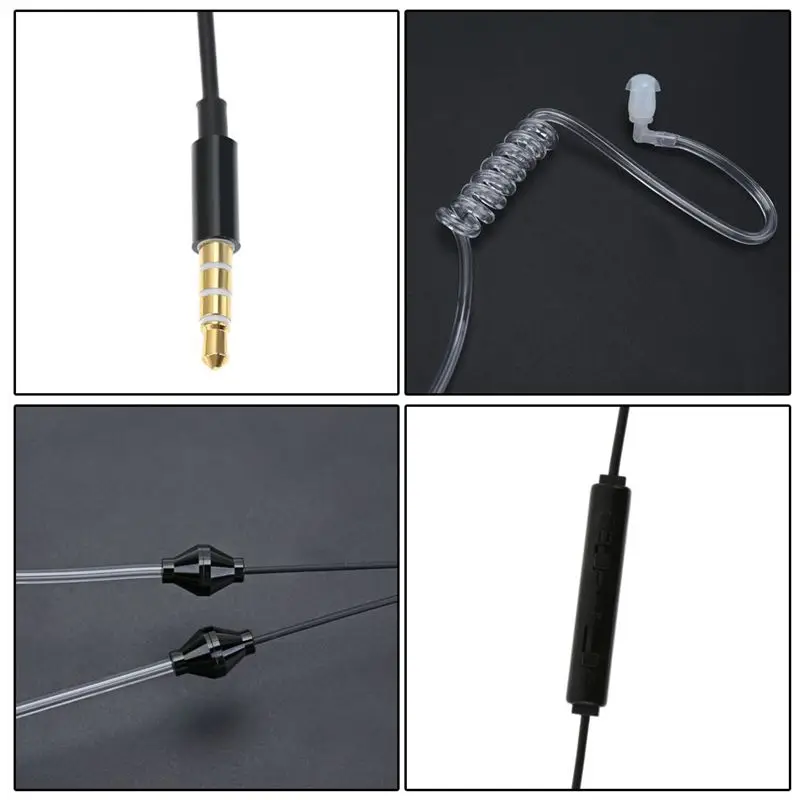 3 5mm plug air tube anti radiation earphone 2 air acoustic tube stereo headset for iphone for samsung free global shipping