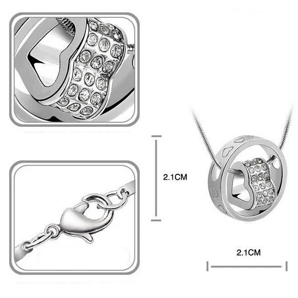 Women's Fashion Crystal Chain Rhinestone Love Heart Pendant Necklace Romantic Jewelry for Girlfriend Best Gift | Украшения и