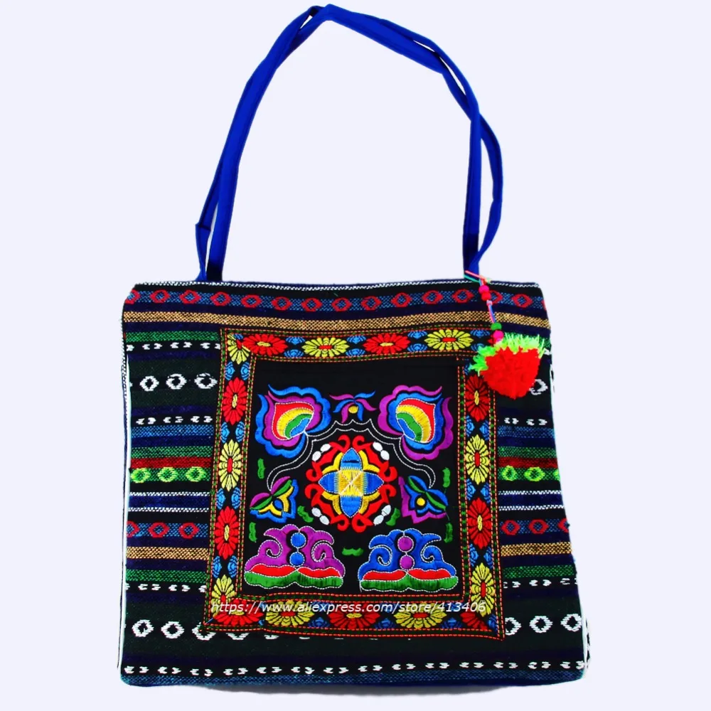 2 внутренний слой винтажная Hmong льняная богемная сумка хобо с вышивкой сумки