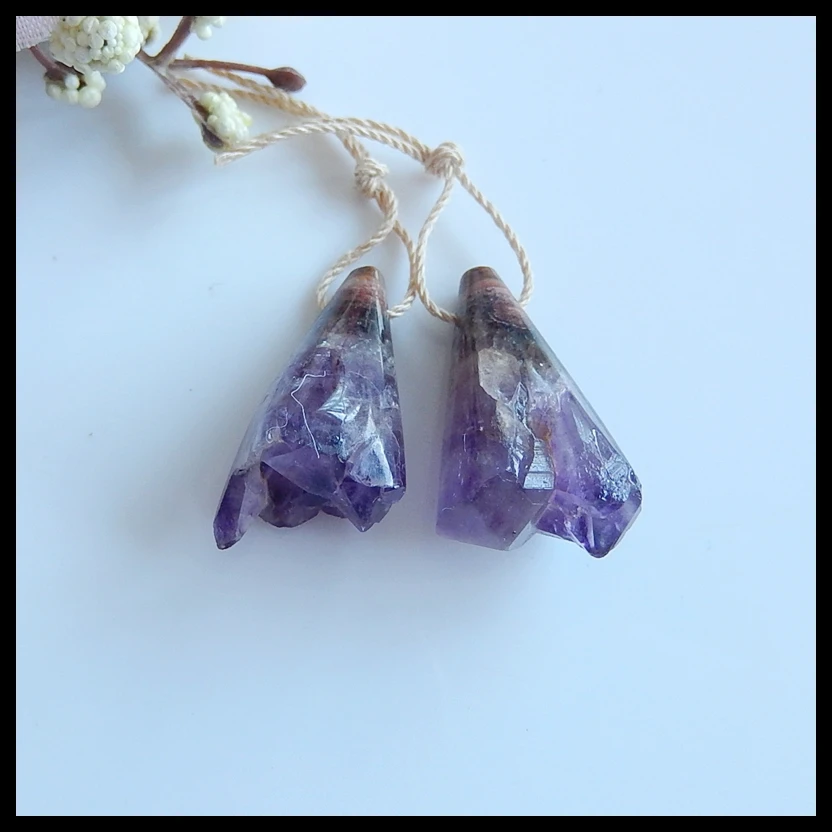 Wholesale gemstone Drusy nugget Amethyst fashion women Earring Jewelry accessories 24x15x11mm 7.3g | Украшения и аксессуары