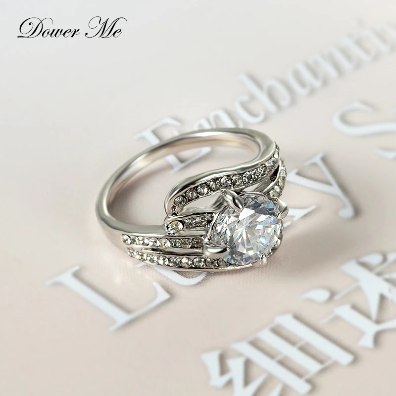 Dower Me серебро Бесконечность кольцо женский Многослойные Rhinestone кольца для женщин