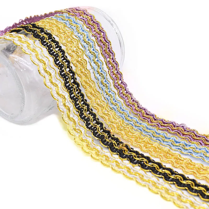 12 м Золотая Серебряная кружевная швейная накладка плетеная лента вечерние