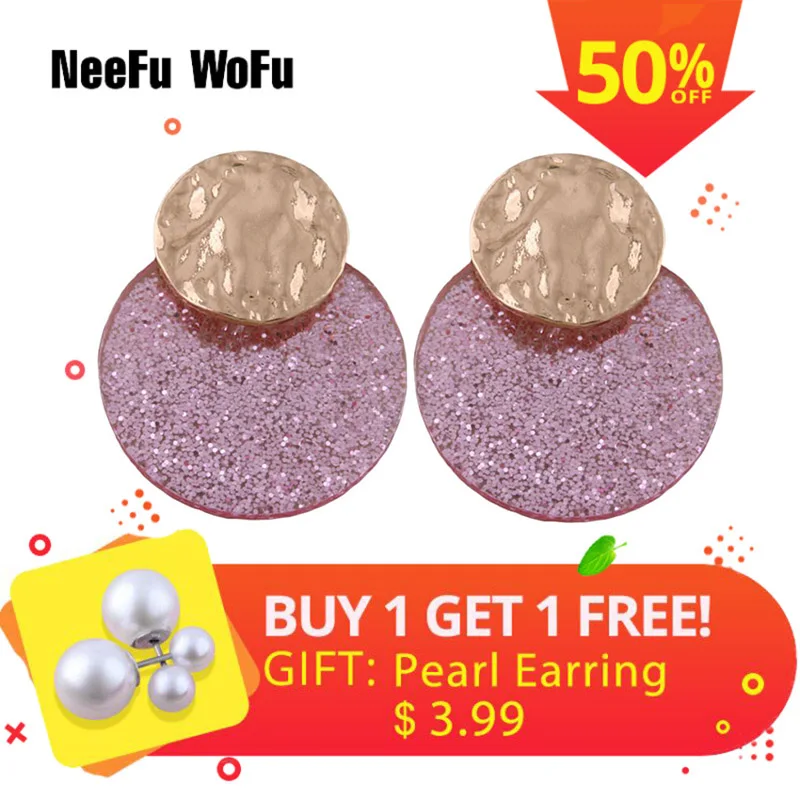 Серьги из смолы NeeFu WoFu круглые большие серьги сплава цинка брендовые аксессуары