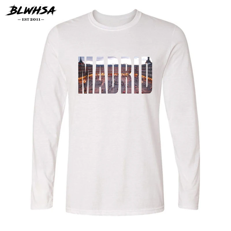 Мужская хлопковая футболка с длинным рукавом и круглым вырезом|t shirt men|cotton t mencotton |