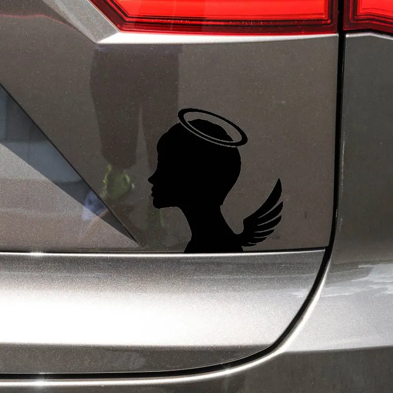 

YJZT 13.6*14.6CM Silhoutte Decal Mystery Angel Cool Design Car Sticker Black/Silver Covering The Body C20-1425
