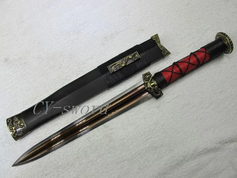 

Складываемый вручную стальной красный/черный большой канавка для крови с цветным лезвием, Китайский Меч Лунцюань Han меч, высококачественны...