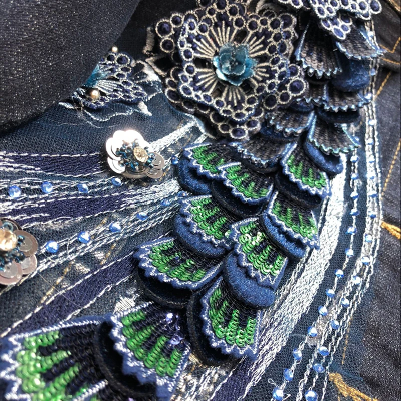 

Spring Tassel Beading Basic Coat Harajuku Jacket High Street Outwear Denim Jacket Women Plus Size Coat Sequin Embroidery Jackets