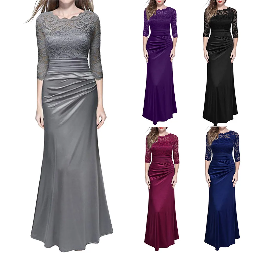 Женское винтажное платье макси в стиле ретро с цветочным принтом и кружевами