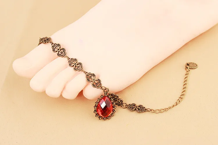 2017 Горячие продажа Готический стиль ретро красный капли воды кристалл ножные